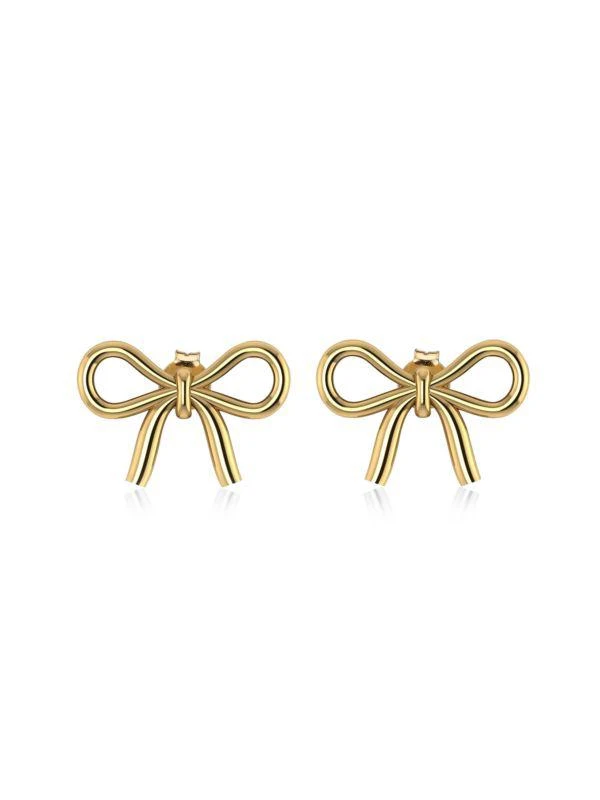 Gabi Rielle Bow Bliss 18K-Yellow-Gold Vermeil & Sterling Silver Stud Earrings 1