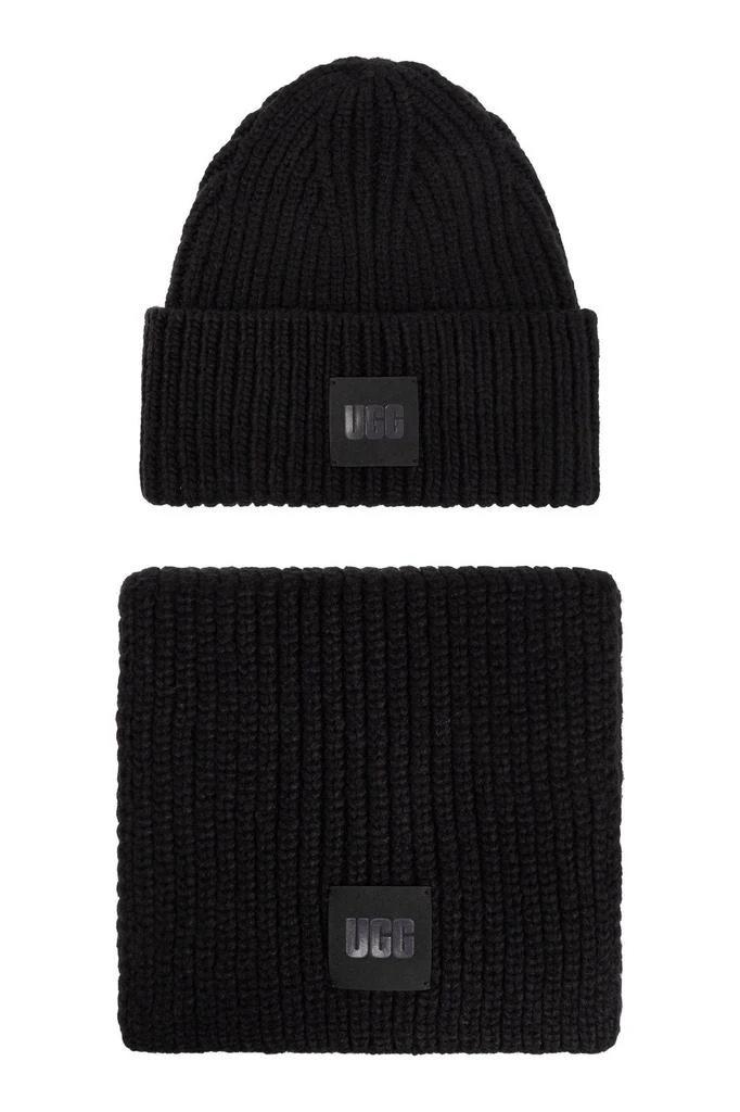 UGG UGG Logo-Patch Knitted Scarf And Beanie Set 1