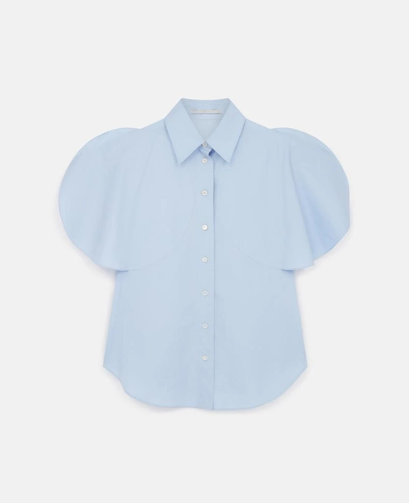 Stella McCartney Stella McCartney - Flared Short Sleeve Shirt, Woman, Sky blue, Size: 42 1