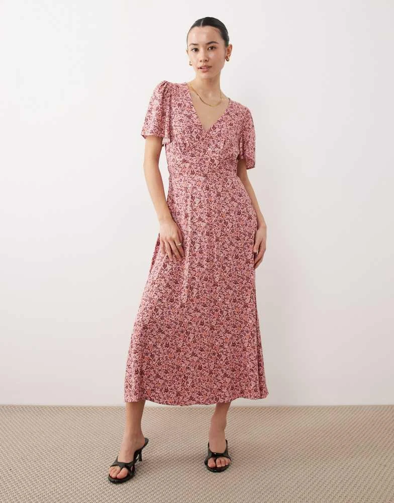 knee length dresses for ladies Z Supply Mavis Dulce Rose Mauve Floral Midi Dress XS / Mauve