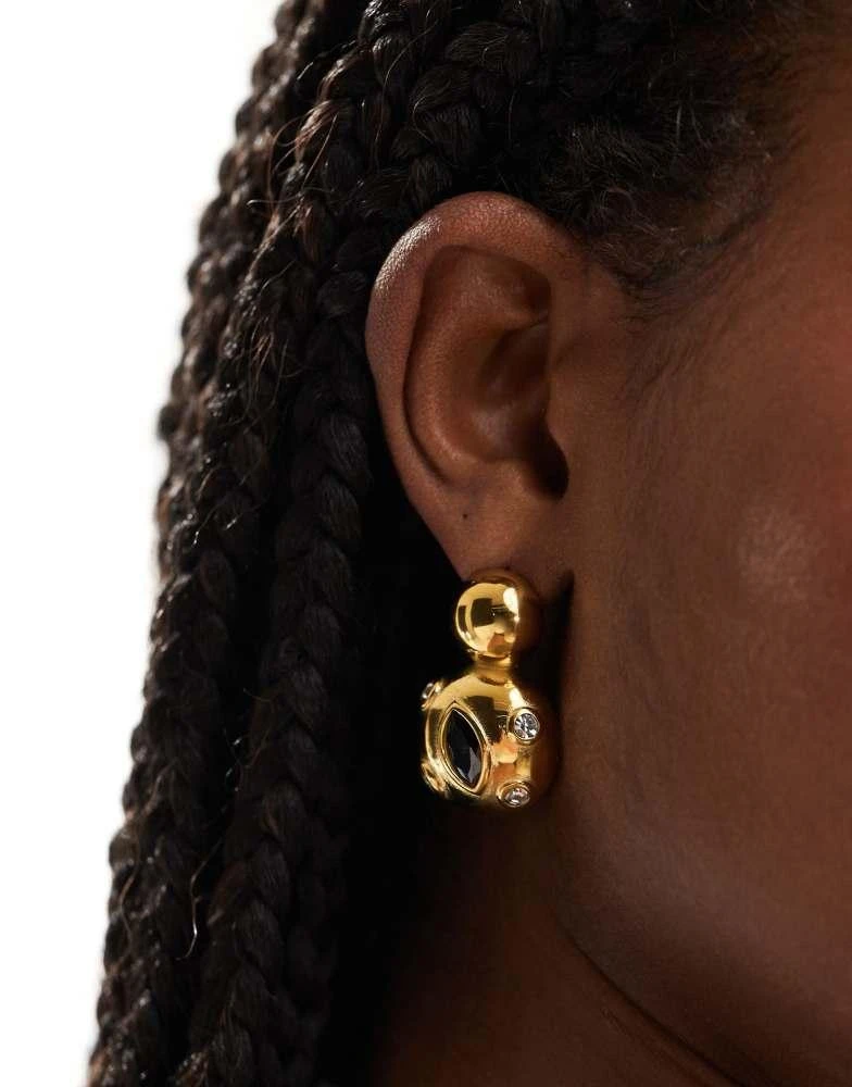 8 Other Reasons 8 Other Reasons 18k gold plated stainless steel statement stud earrings with black stone 4