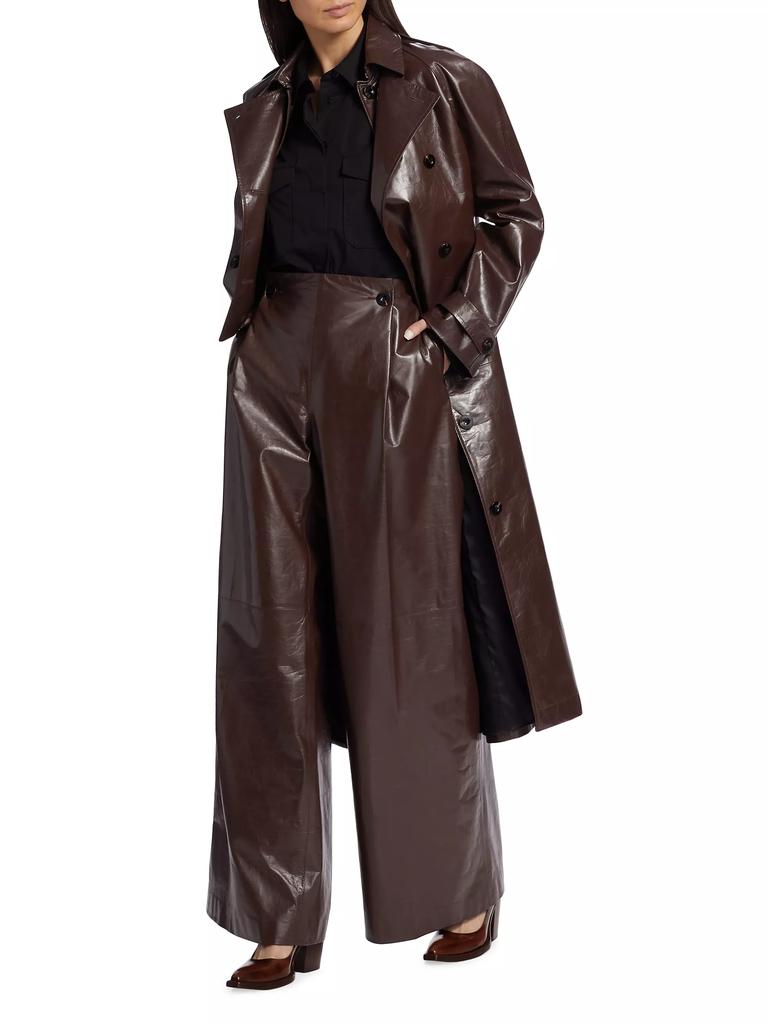 Rosetta Getty Pleated Flared Leather Pants