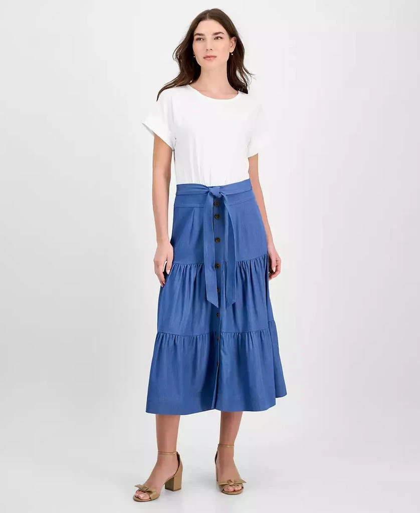 Shop Women's Mixed-Media Tiered Fit & Flare Dress on Sale at BeyondStyle   Get 71% Off Women's Mixed-Media Tiered Fit & Flare Dress with Limited-Time  Flash Deals, Exclusive Discounts, and Special Offers.