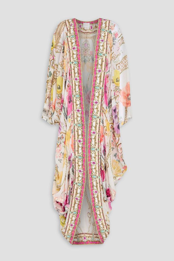 Camilla Embellished printed silk-voile cape