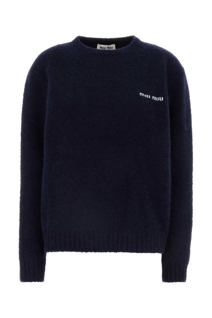 miu miu ネイビー クルーネックセーター Miu Miu Wool Sweater - Navy | Editorialist