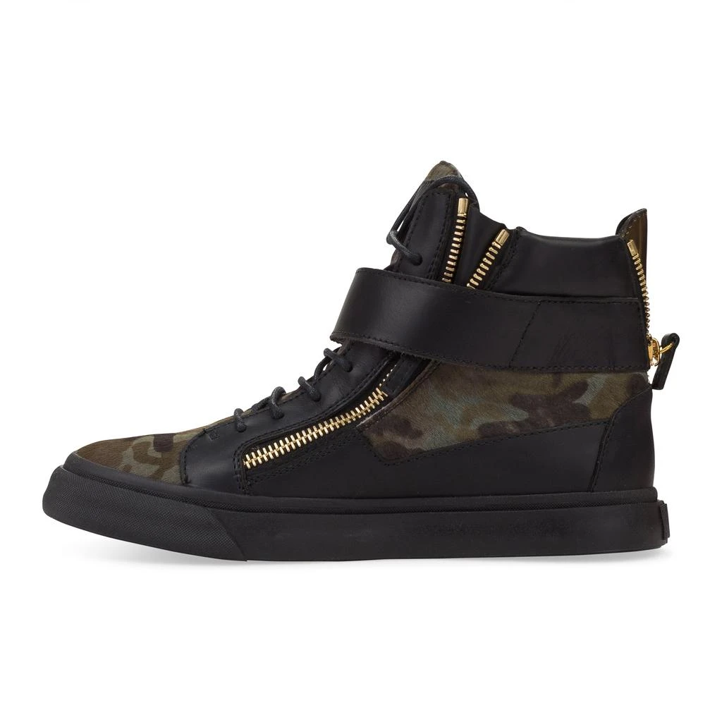 Giuseppe Zanotti BLACK CAMO GOLDEN EAGLE STRAP SNEAKERS 2
