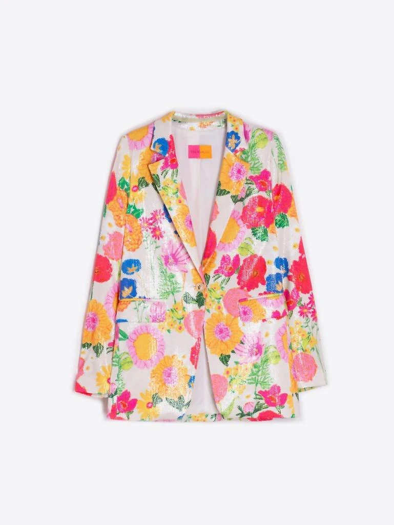 VILAGALLO Sequin Floral Blazer In Yellow Multi 3