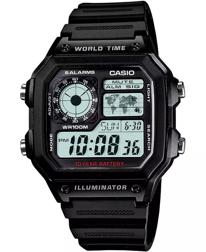 Casio Unisex Digital Black Resin Strap Watch 39.5mm
