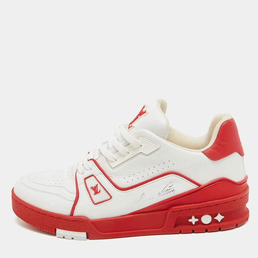 Louis Vuitton Louis Vuitton White/Red Leather LV Trainer Sneakers Size 39.5  1