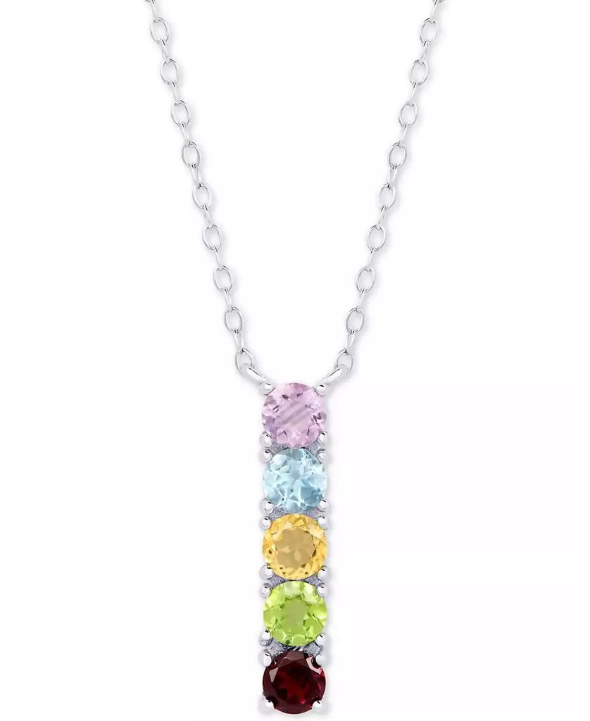 Macy's Multi-Gemstone Linear 18" Pendant Necklace (1-1/4 ct. t.w.) in Sterling Silver 1