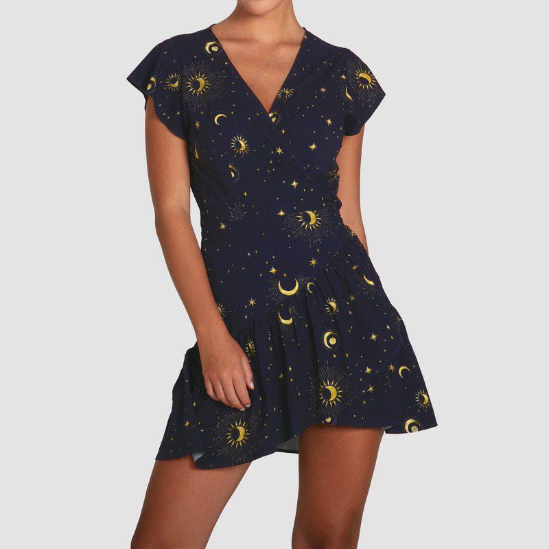 Belle & Bloom Love Shack Mini Wrap Dress Navy