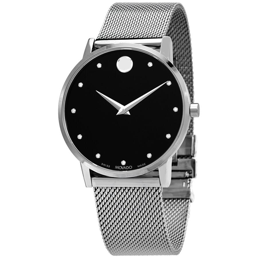 Movado Museum Quartz Diamond Black Dial Ladies Watch 0607511