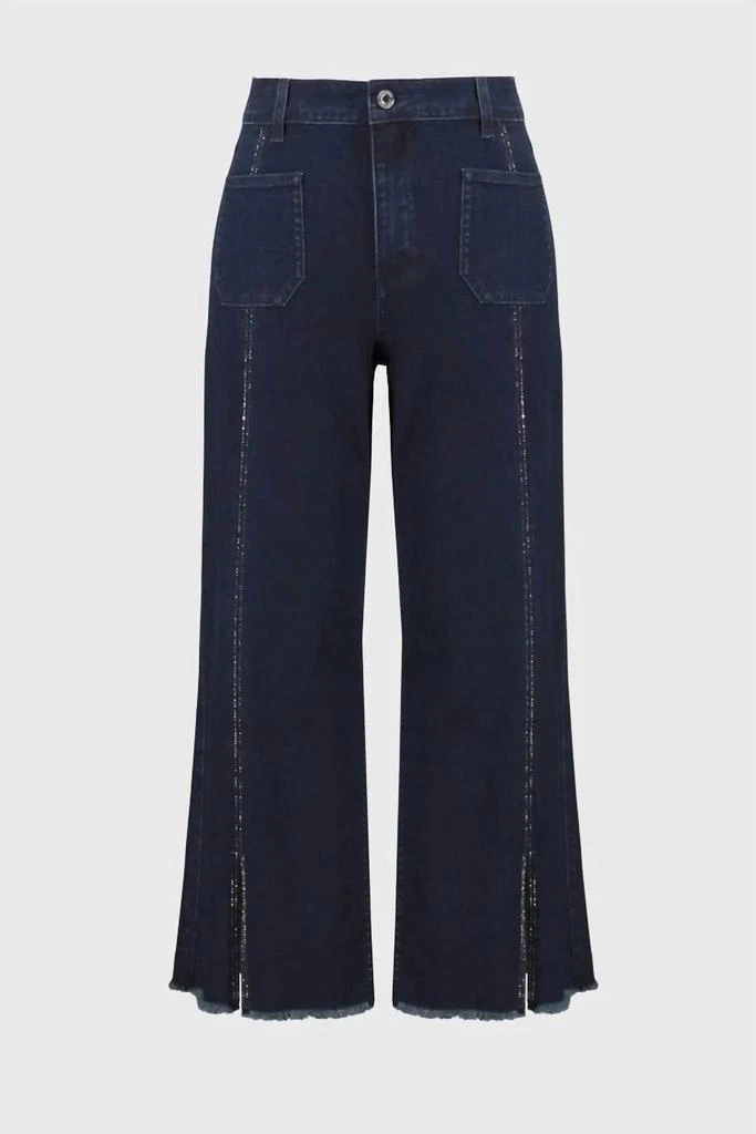 JOSEPH RIBKOFF Joseph Ribkoff - Culotte Jeans with Embellished Front Seam 4