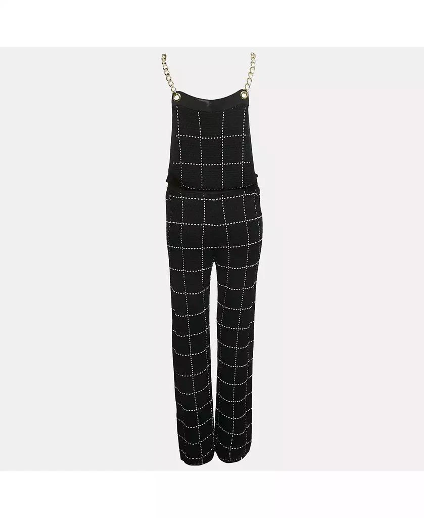 Pre-Owned Balmain Women's Black Patterned Knit Chain Strap Detail Jumpsuit 3