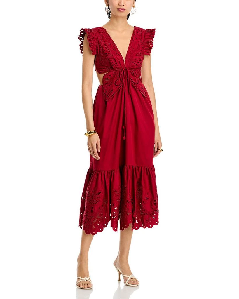 Farm Rio Red Butterfly Midi Dress 1