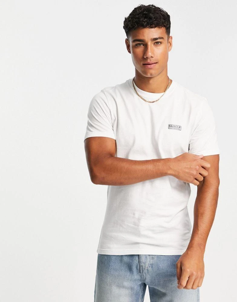 Barbour Barbour International Throttle slim fit logo t-shirt in white exclusive to ASOS 1