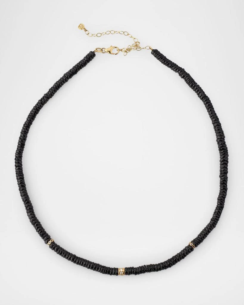 Sydney Evan 14K Yellow Gold Black Spinel Beaded Necklace with Diamonds and Sapphire