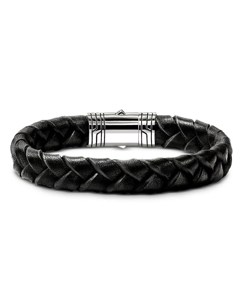 John Hardy Men
s Sterling Silver 
Braided Leather Bracelet 5