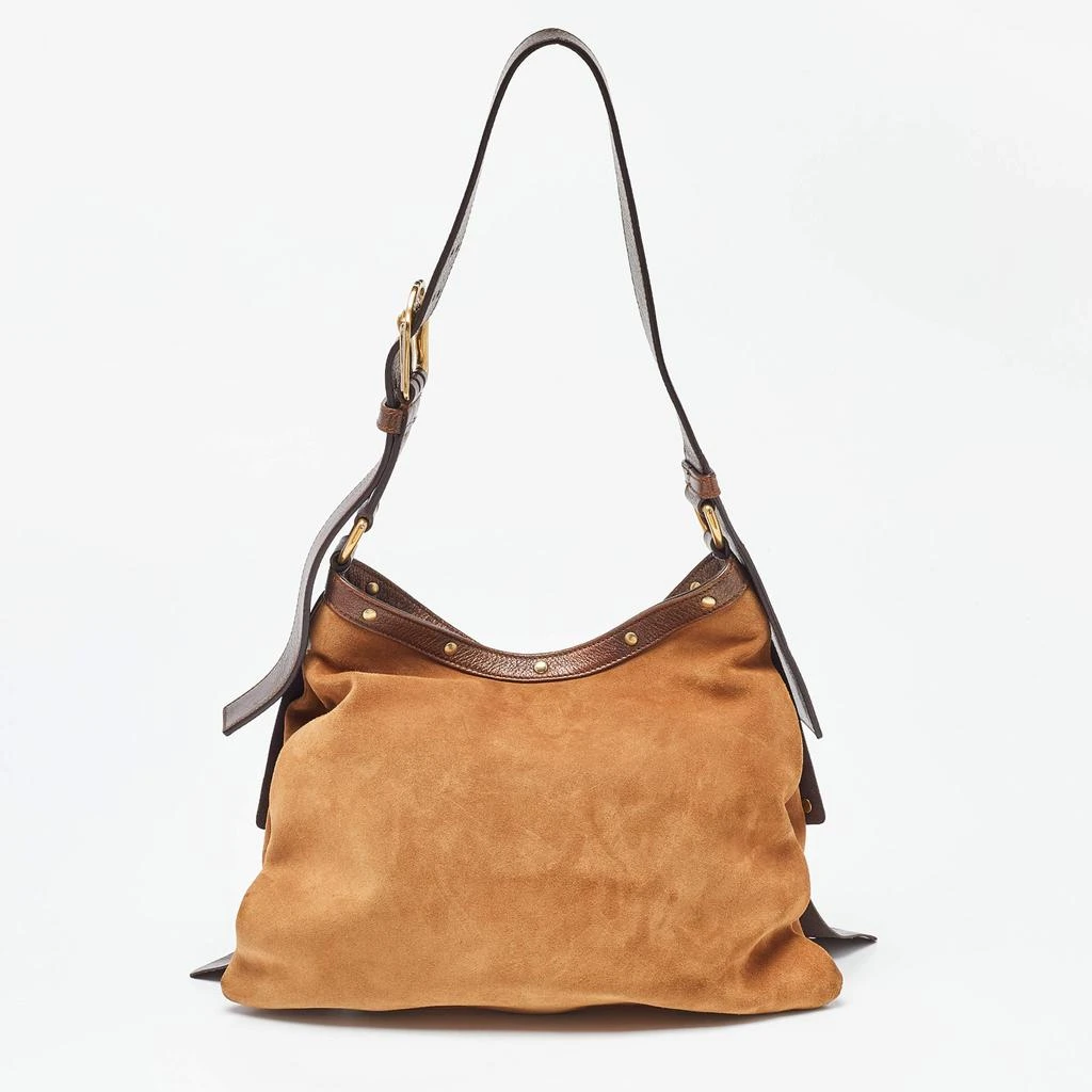 Yves Saint Laurent Yves Saint Laurent Two Tone Brown Suede and Leather Rive Gauche Shoulder Bag 4