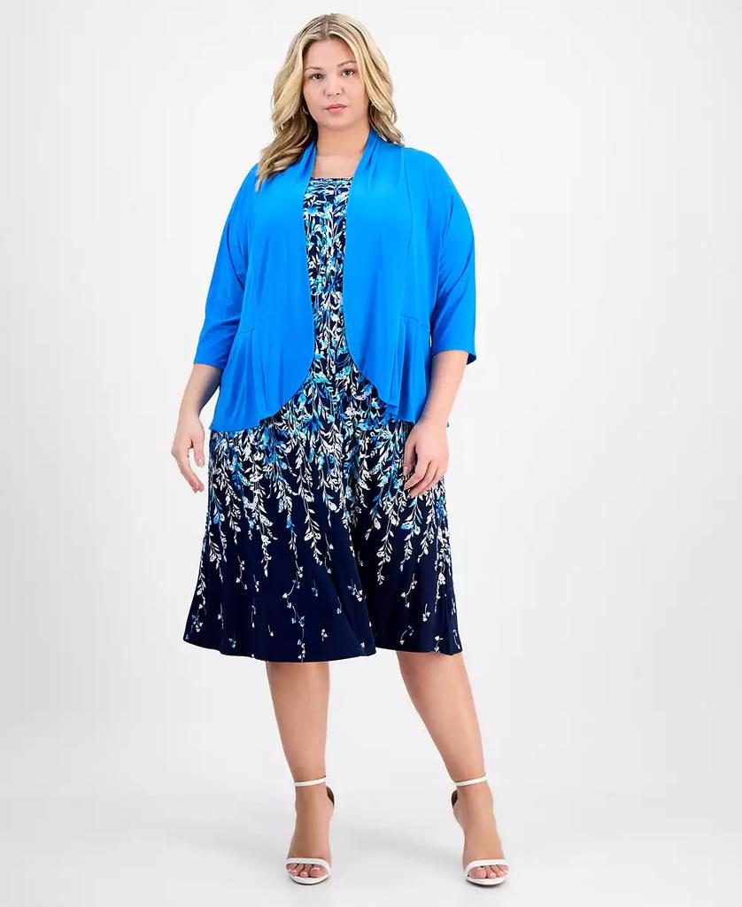 Sandra Darren Plus Size Printed Jersey Jacket Dress