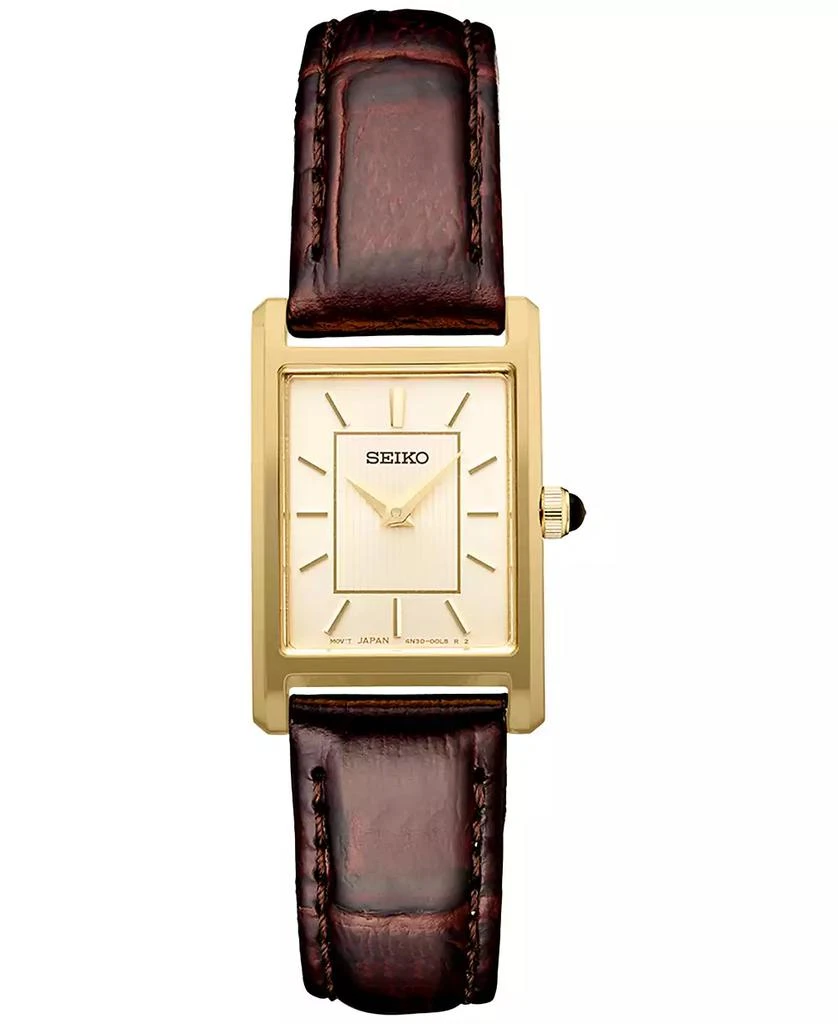 Seiko Women's Essentials Brown Leather Strap Watch 19mm 1