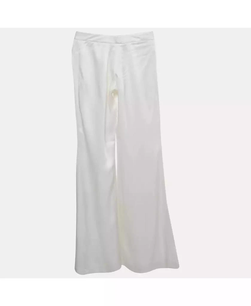 Pre-Owned Balmain Women
s White Satin Flared High Rise Trousers 3