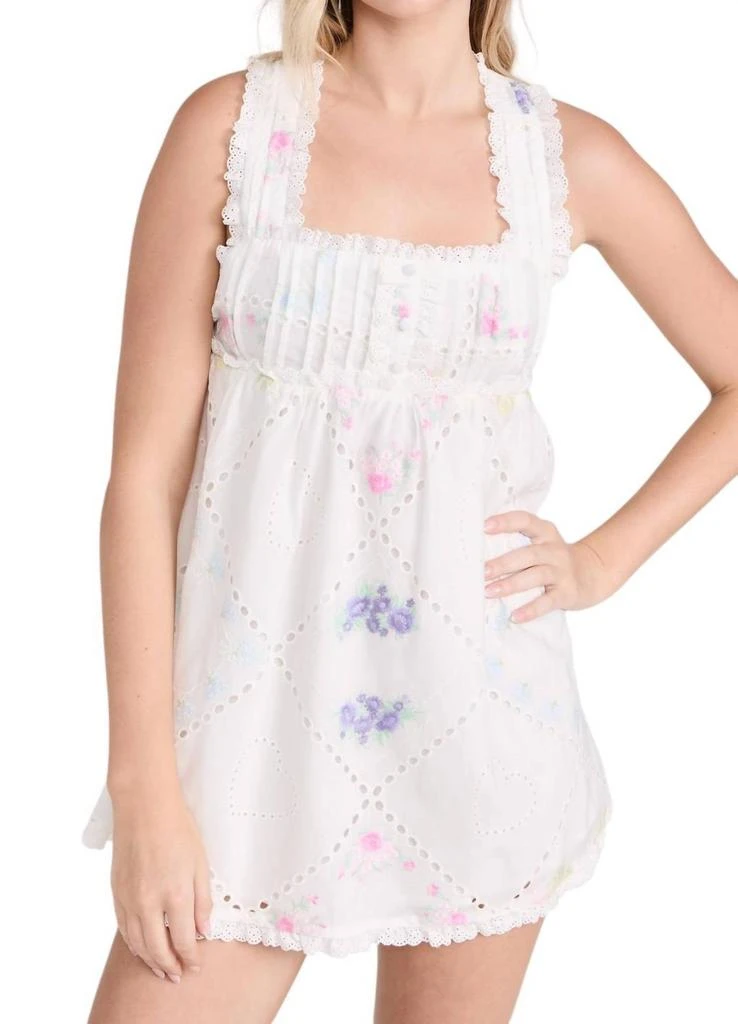 For Love & Lemons Andrea Embroidered Mini Dress In White 4