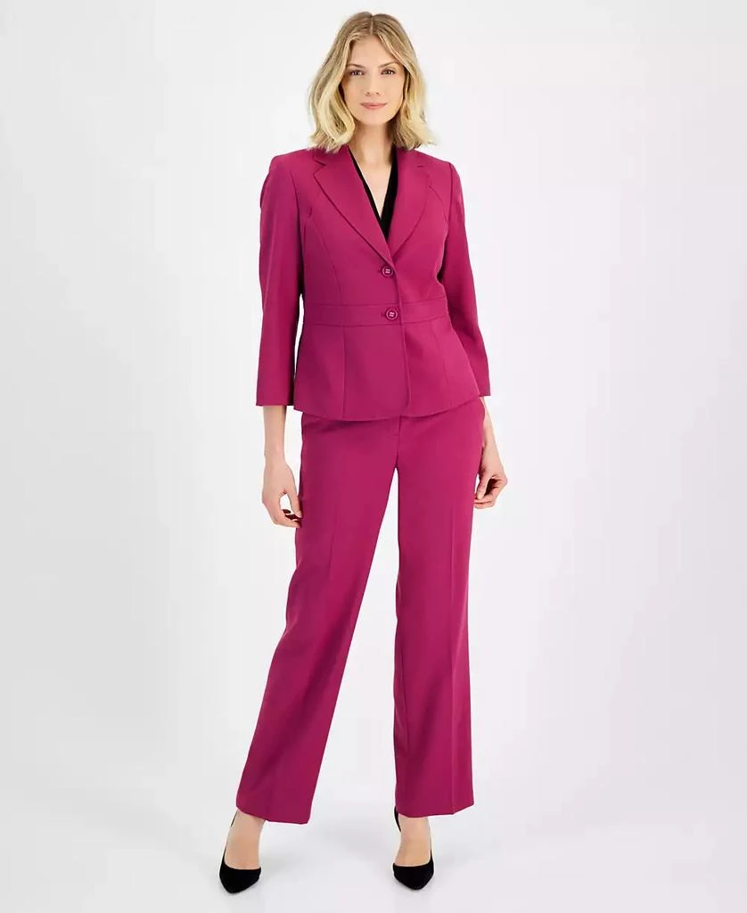 Le Suit Women's Crepe Two-Button Blazer & Pants, Regular and Petite 1
