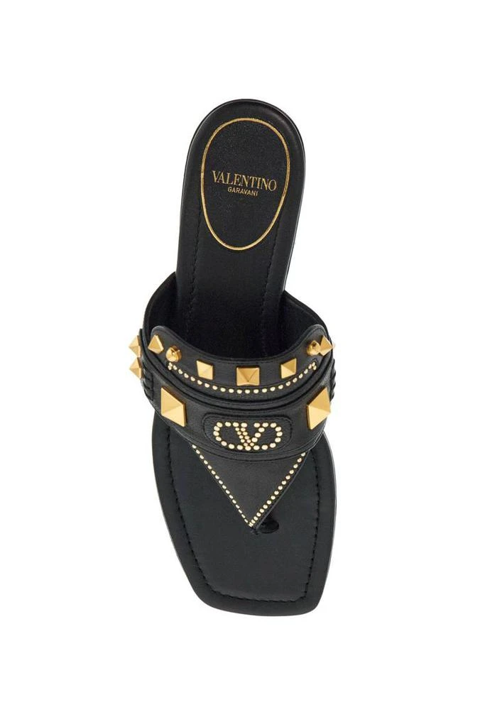 Valentino black buffalo leather studded flip-flops 2