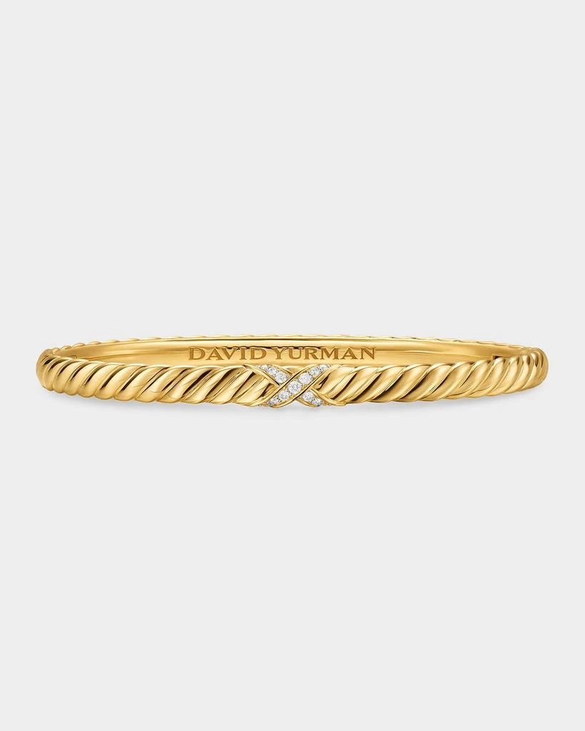 David Yurman Sculpted Cable X Bracelet with Diamonds in 18K Gold, 4.6mm
