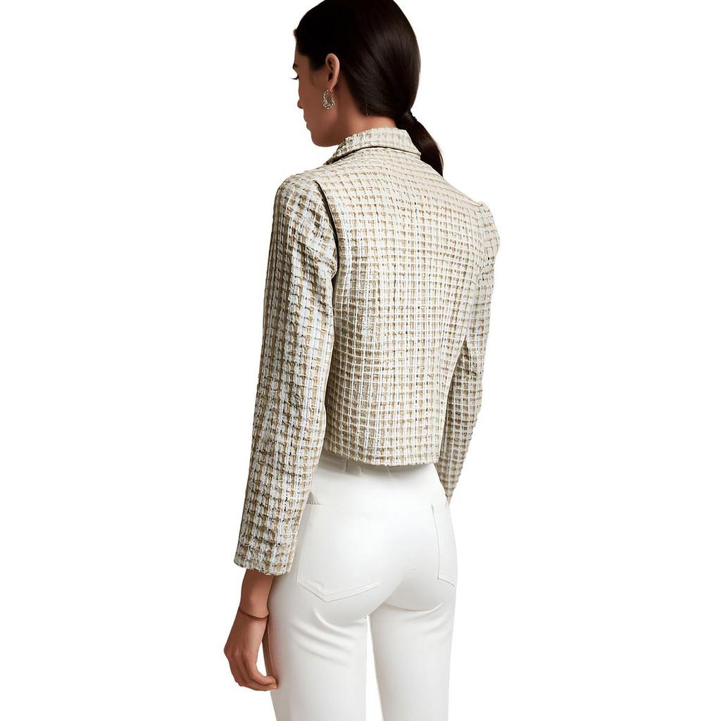 Adrienne Landau Womens Woven Tweed Double-Breasted Blazer