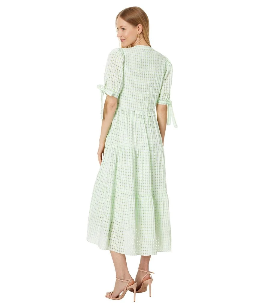 English Factory Gingham Tiered Midi Dress with Bow Tie Sleeves 2