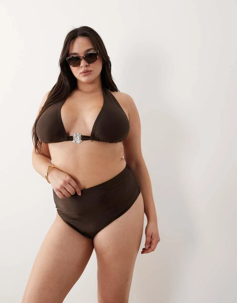 South Beach Curve South Beach Curve high waisted bikini bottom in mocha brown