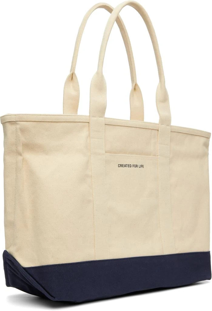Norse Projects Off-White & Navy Stefan Cotton Canvas Tote 3