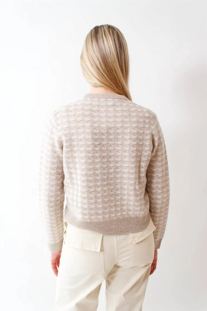 White + Warren Gingham Crewneck Sweater In Sandwisp / Soft White 2