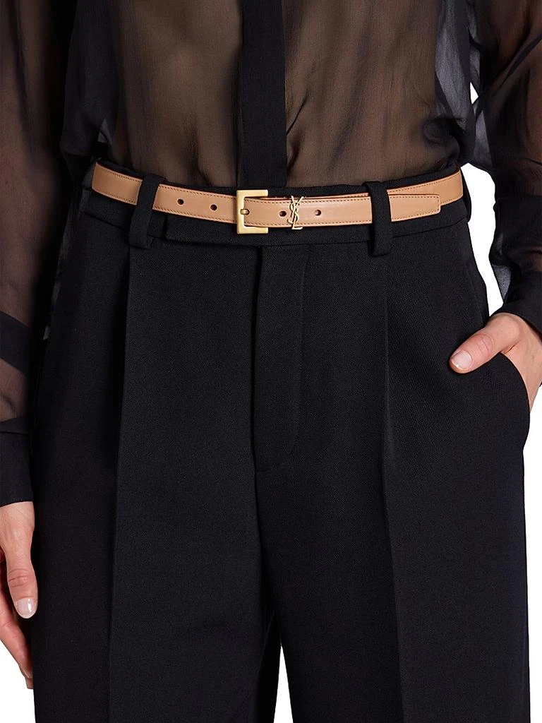 Saint Laurent YSL Cassandre thin belt in vegetable-tanned leather Saint Laurent Women main image 4