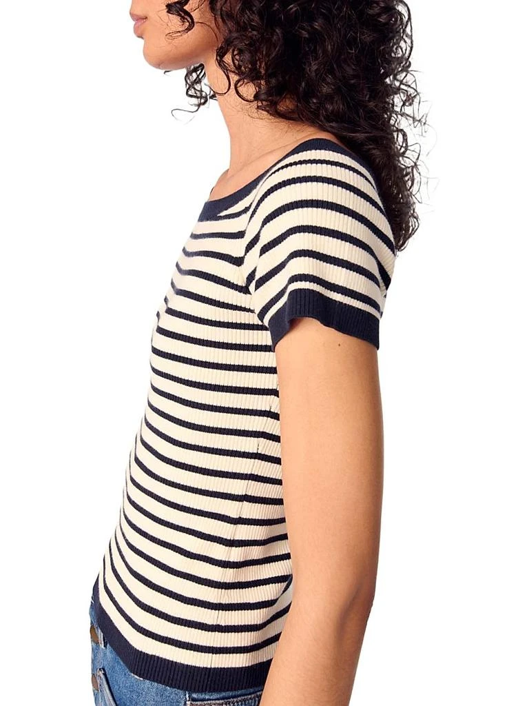 Maje Rib Knit Short Sleeve Boat Neck Top 6