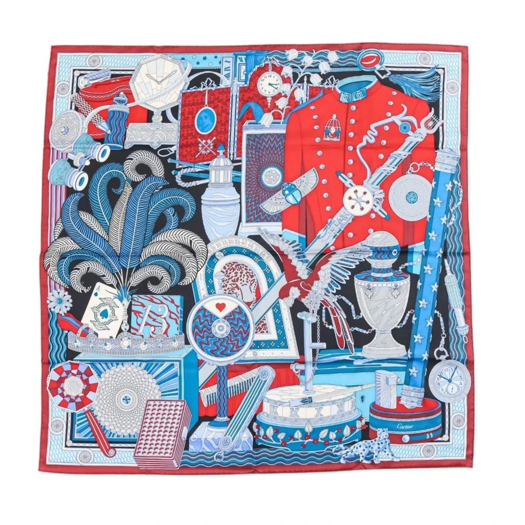 Cartier blue Color Silk Scarf (Pre-Owned)
