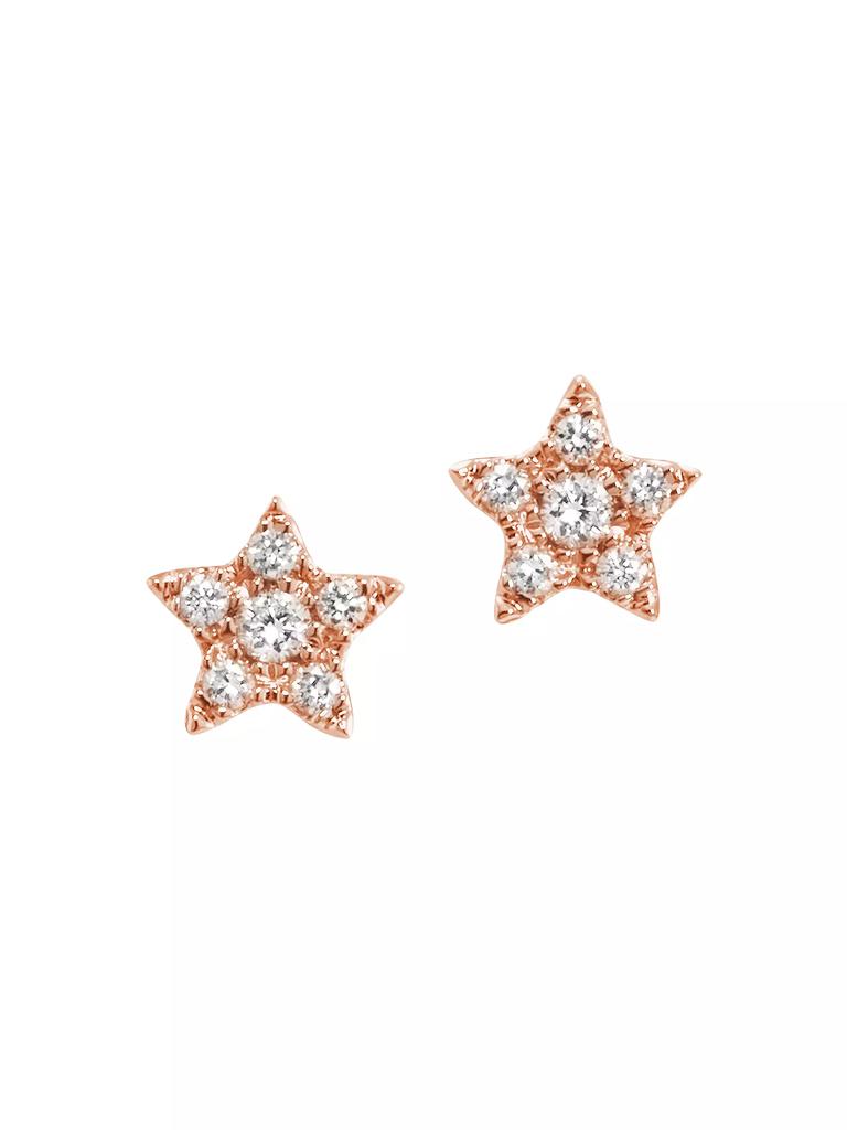 DJULA Magic Touch 18K Rose Gold & Diamond Star Stud Earrings