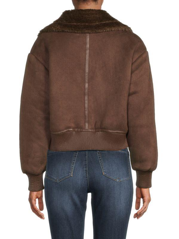 NOIZE Faux Suede & Faux Shearling Zip Jacket