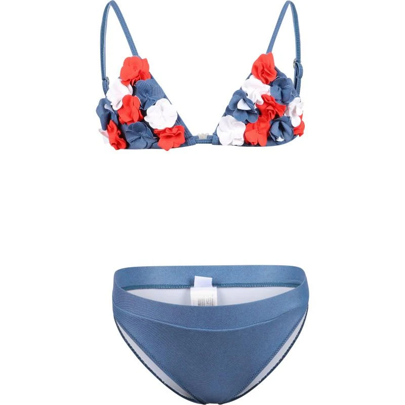 Mayoral Appliqued flowers bikini in blue red and white 1