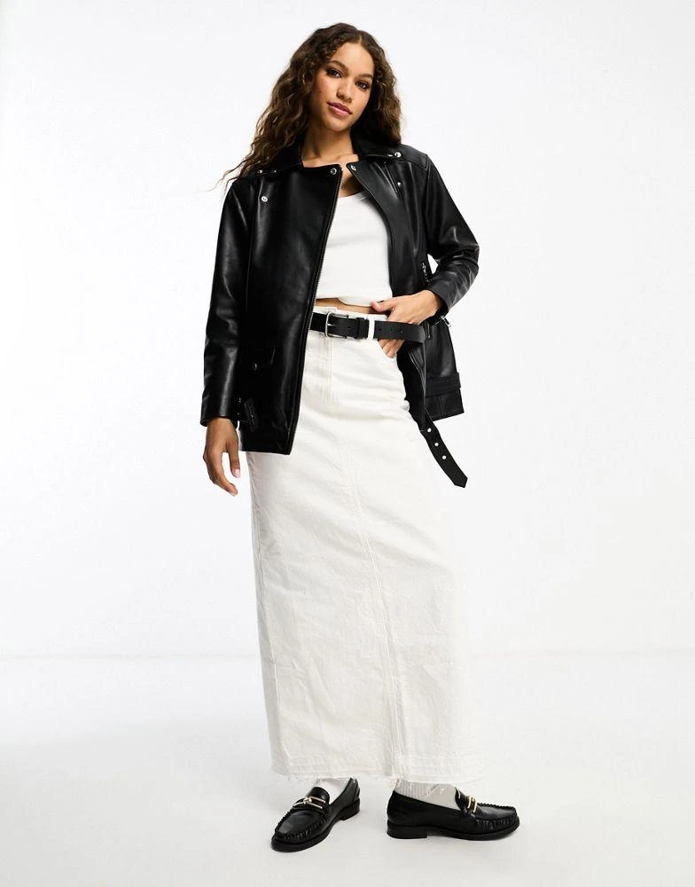 Muubaa Muubaa oversized longline leather jacket in black 4