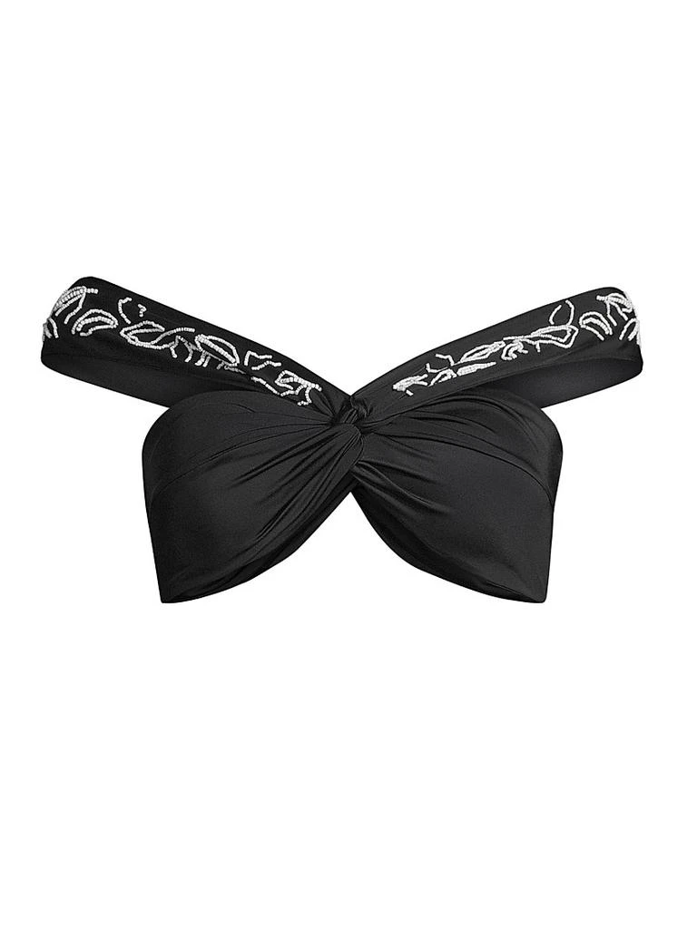 Milly Beaded Off-the-Shoulder Bikini Top 1