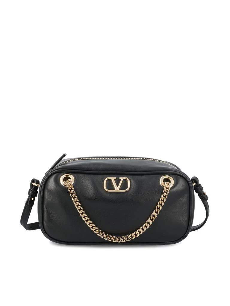 Valentino Valentino Logo Plaque Zip-Up Shoulder Bag 1