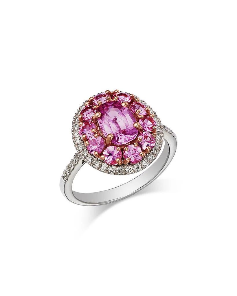 Bloomingdale
s Fine Collection Pink Sapphire 
Diamond Halo Ring in 14K Rose 
White Gold 1