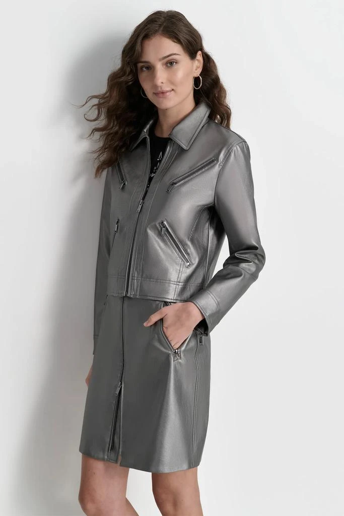 DKNY FAUX LEATHER MOTO JACKET 2