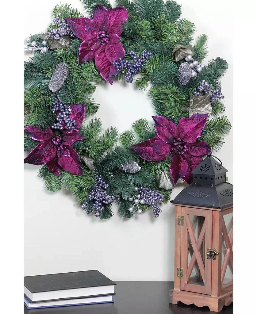 Northlight Unlit Poinsettia and Pine Cone Artificial Christmas Wreath 4