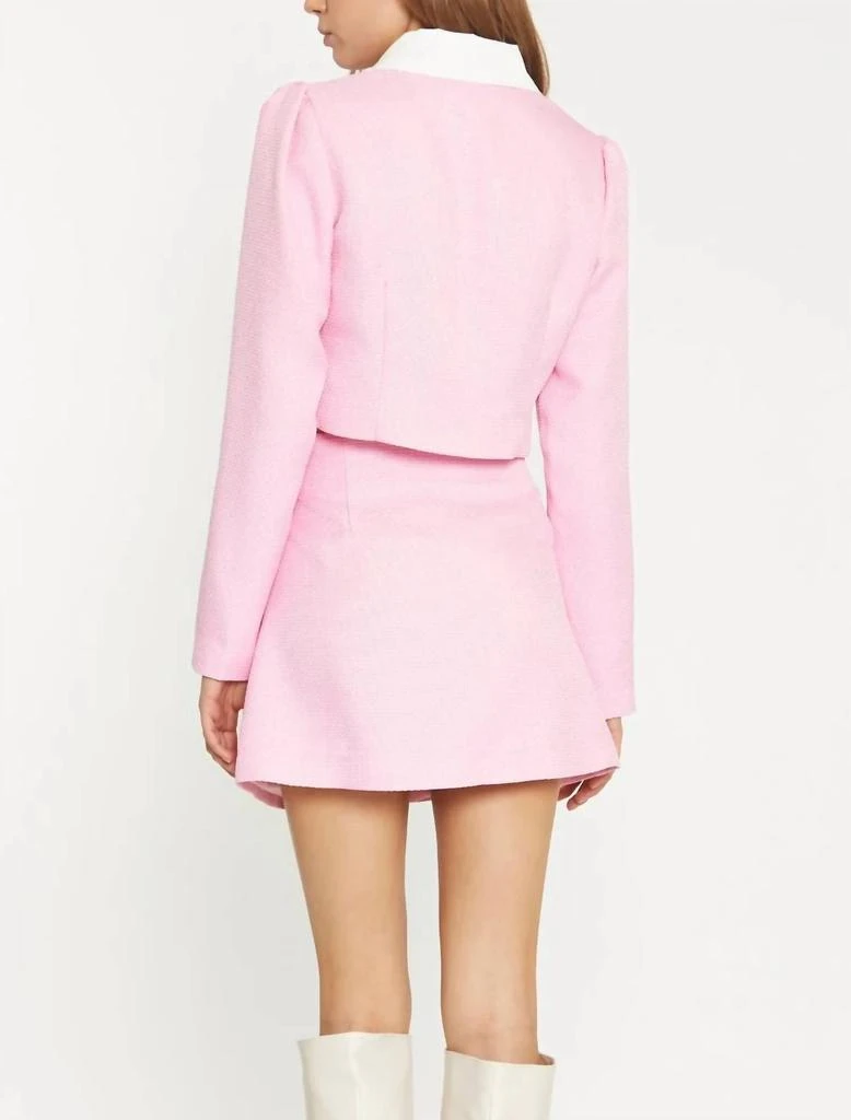 Glamorous Contrast Collar Button-Through Top in Peony Pink/White 3