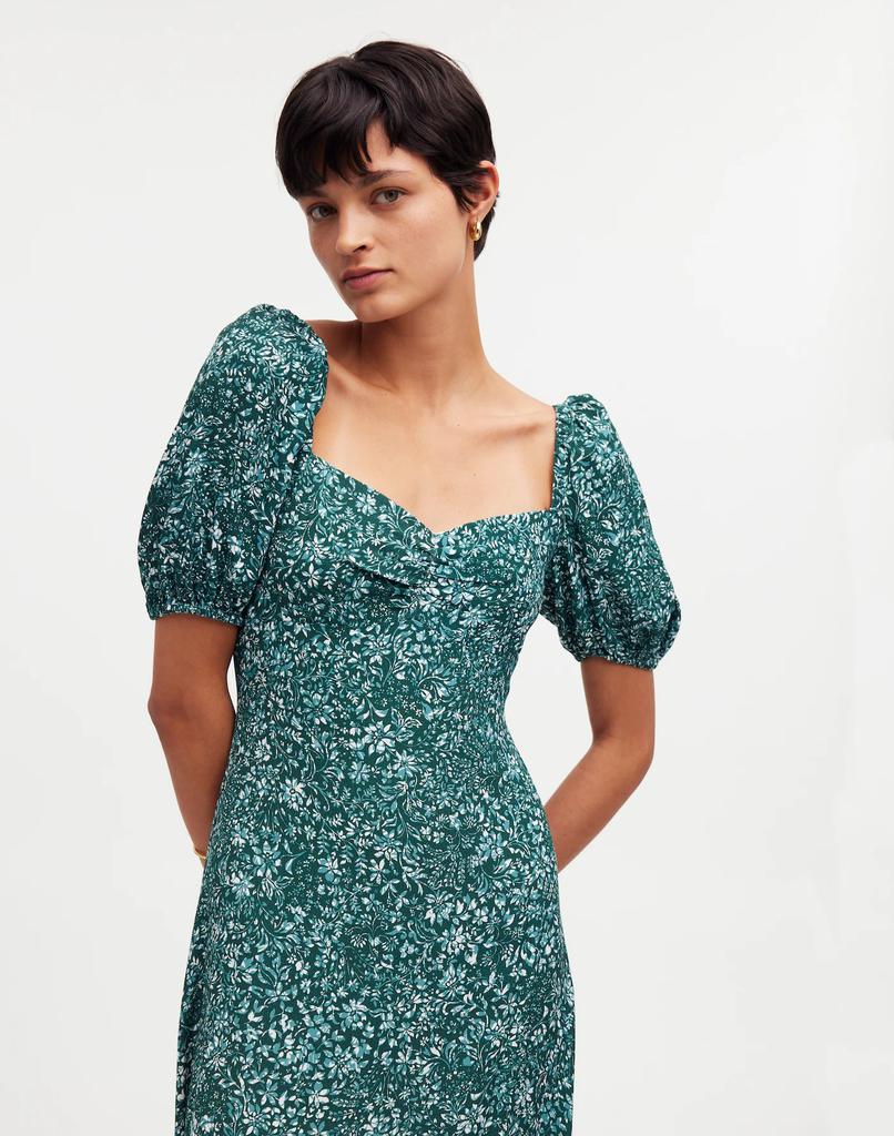 Madewell Puff-Sleeve Sweetheart Midi Dress in Floral