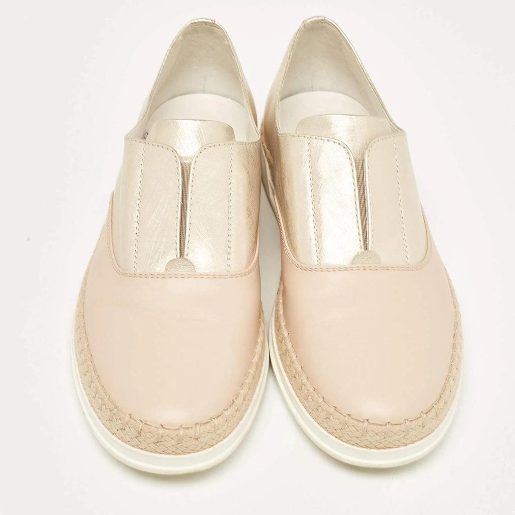 Tod's Tod's Beige/Gold Leather Espadrille Flat Size 36 3